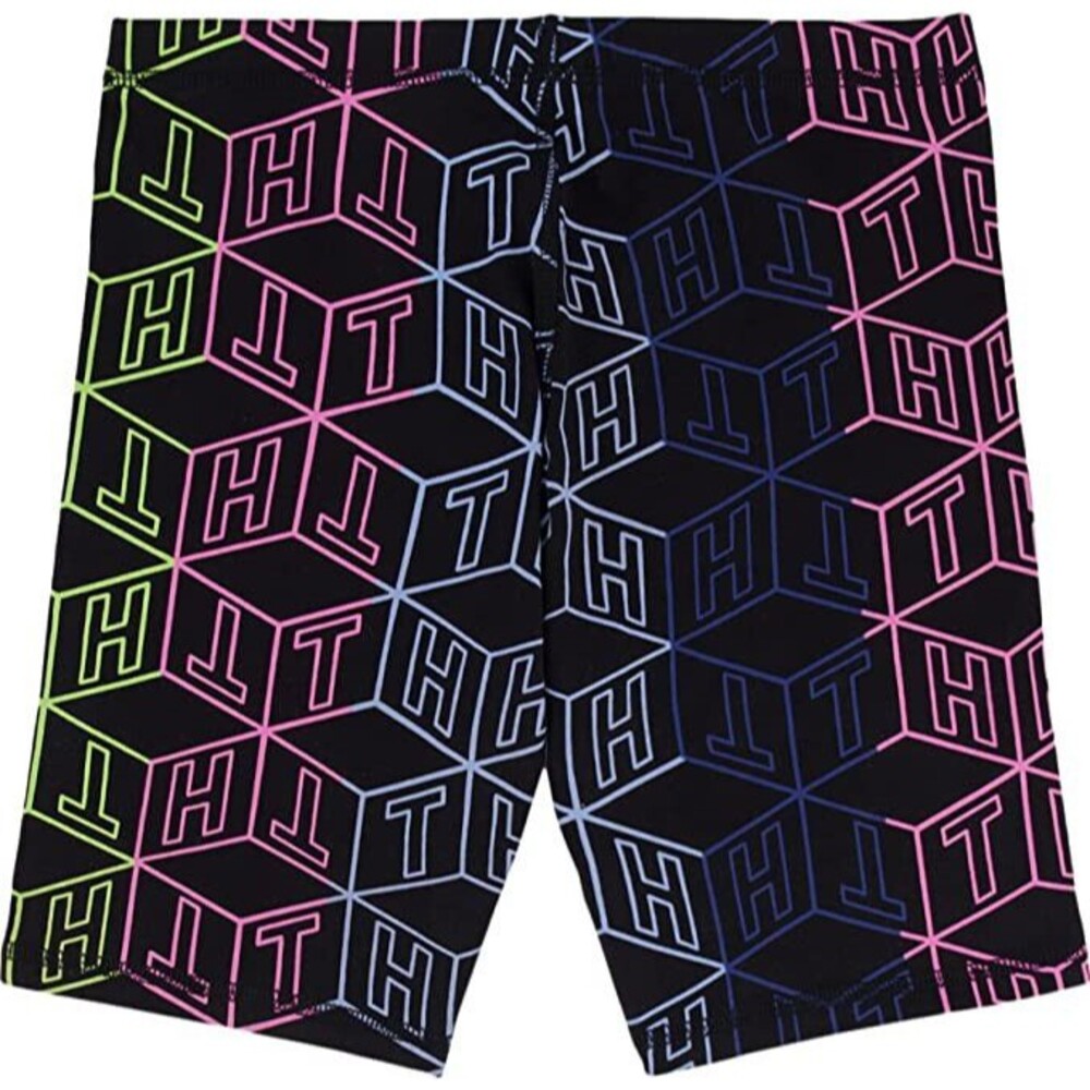 Tommy Hilfiger Girls Sport Legging, Stretchy, Lightweight, Deep Black Rainbow, M